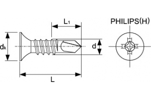 鑽尾喇叭頭自攻螺絲 (電鍍鋅層)