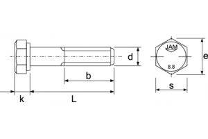Grade 8.8 高拉力六角頭螺絲(部份螺紋)